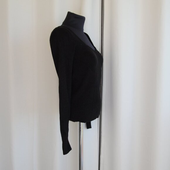 NWOT Dynamite Ribbed Sweater Black Sz M - Picture 3 of 8
